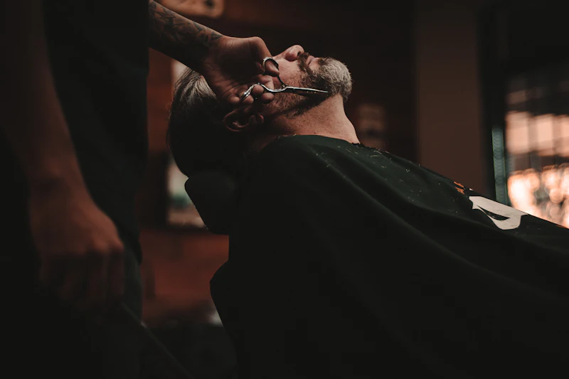 Client reclined for a shave